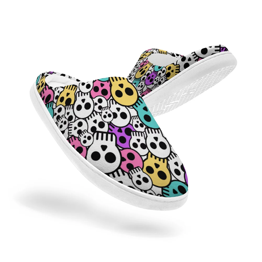 Men Shoes Winter - Pantofole in cotone con stampa teschio,
